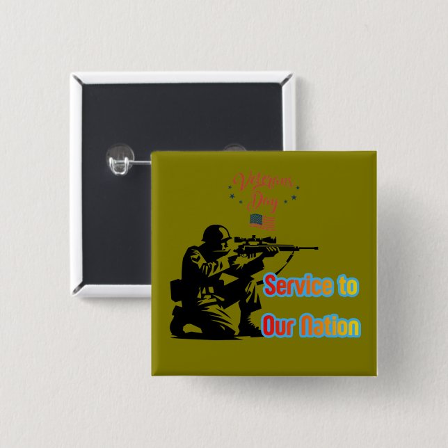 Chapa Cuadrada Service To Nation olive (Anverso y reverso)
