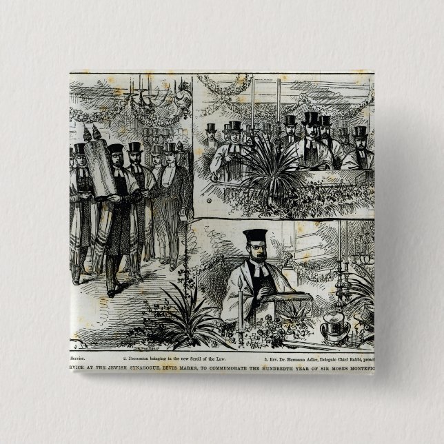 Chapa Cuadrada Servicio en la sinagoga judía (Anverso)
