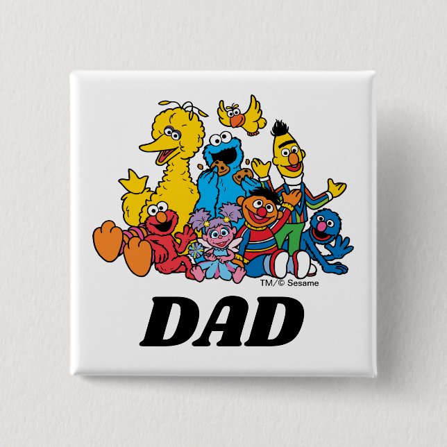 Chapa Cuadrada Sesame Street Pals First Birthday Dad (Anverso)