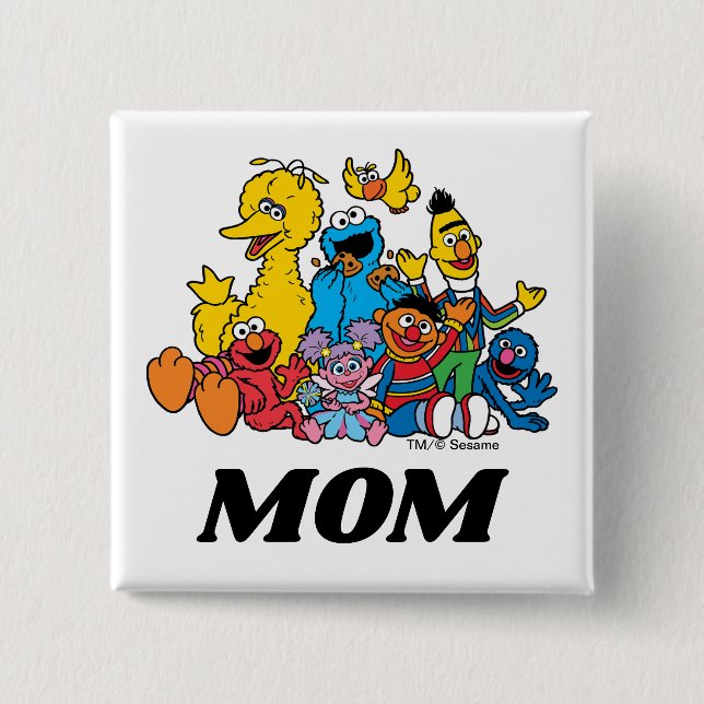 Chapa Cuadrada Sesame Street Pals First Birthday Mom (Anverso)