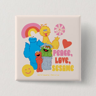 Chapa Cuadrada Sesame Street   Paz, Amor, Sesame