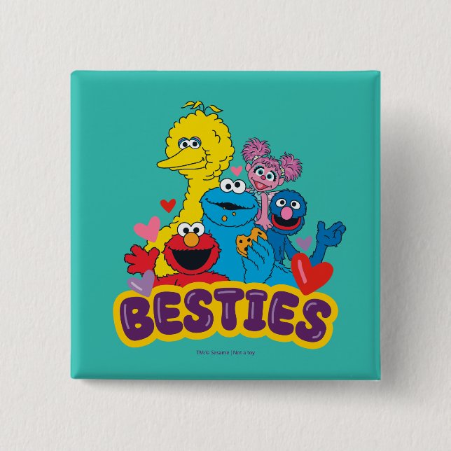 Chapa Cuadrada Sesame Street Valentine Besties (Anverso)