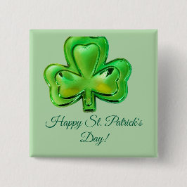 Chapa Cuadrada Shamrock St. Patrick's Day Button
