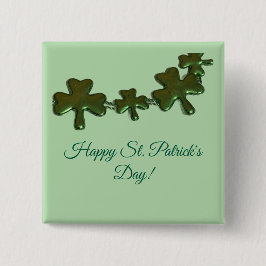 Chapa Cuadrada Shamrock St. Patrick's Day Button