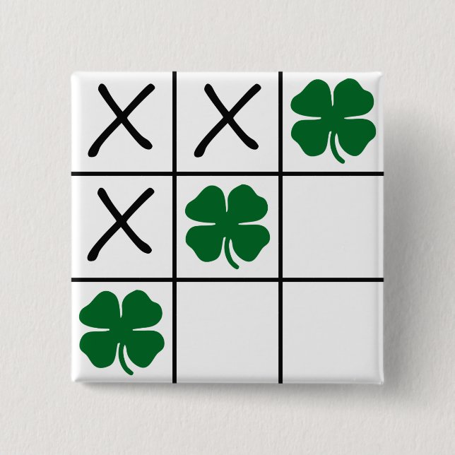Chapa Cuadrada Shamrock Tic Tac Toe (Anverso)