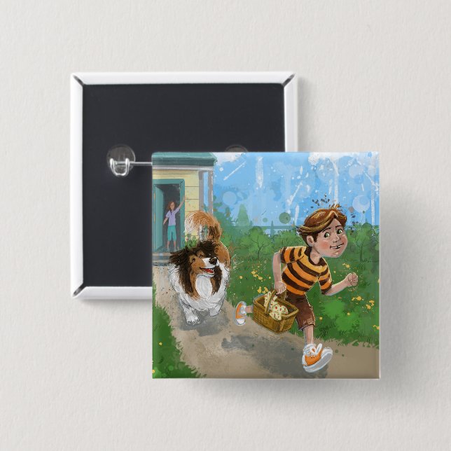 Chapa Cuadrada Sheldon y Davie Adventure (Anverso y reverso)