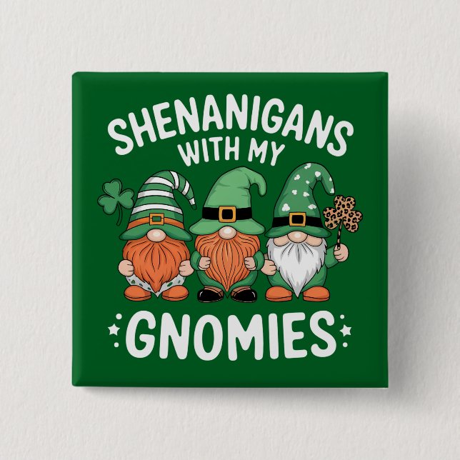 Chapa Cuadrada Shenanigans with My Gnomies St Patrick's Day Irish (Anverso)