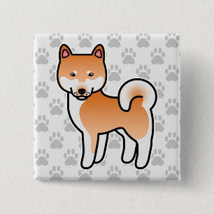 Chapa Cuadrada Shiba Inu de dibujos animados rojo
