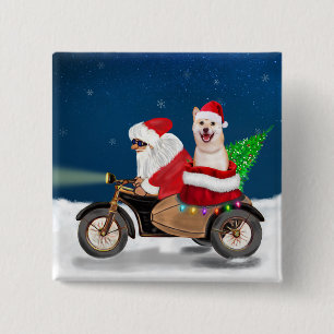 Chapa Cuadrada Shiba Inu Perro Navidades Santa Claus