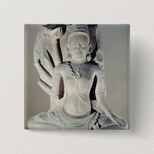 Chapa Cuadrada Shiva con diez brazos, de Thap Banh él templo,