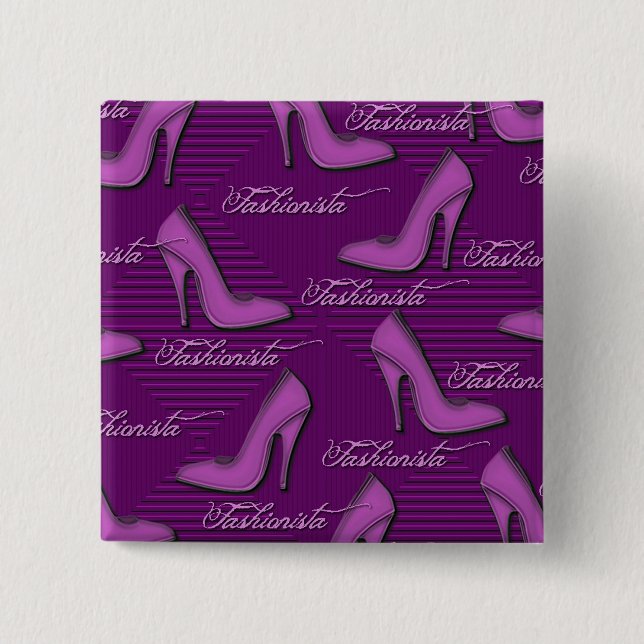 Chapa Cuadrada Shoes-Fashionista-Button rosado (Anverso)