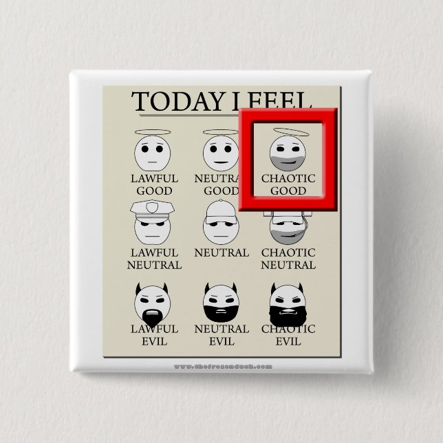 Chapa Cuadrada Siento hoy bueno caótico (Anverso)