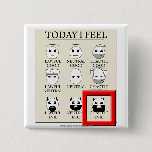 Chapa Cuadrada Siento hoy mal caótico (Anverso)