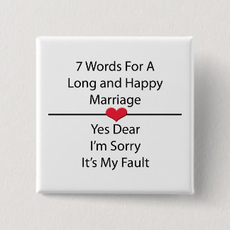 Chapa Cuadrada Siete palabras para un matrimonio largo y feliz