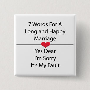 Chapa Cuadrada Siete palabras para un matrimonio largo y feliz