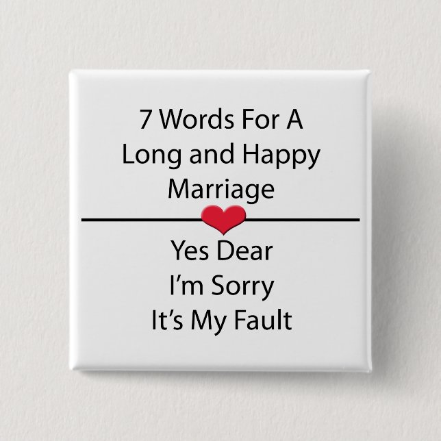 Chapa Cuadrada Siete palabras para un matrimonio largo y feliz (Anverso)