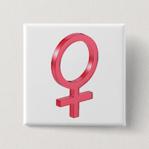 Chapa Cuadrada Signo de género femenino de vidrio rojo