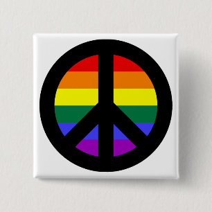 Chapa Cuadrada Signo de paz arcoiris