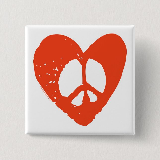 Chapa Cuadrada Signo de paz del Corazón Rojo (Anverso)