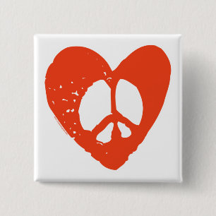 Chapa Cuadrada Signo de paz del Corazón Rojo