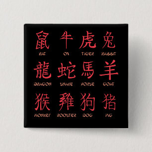 Chapa Cuadrada Signo del Zodiaco Chino