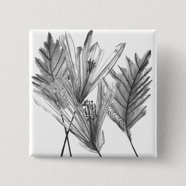 Chapa Cuadrada Silhouette floral - Gris (Anverso)