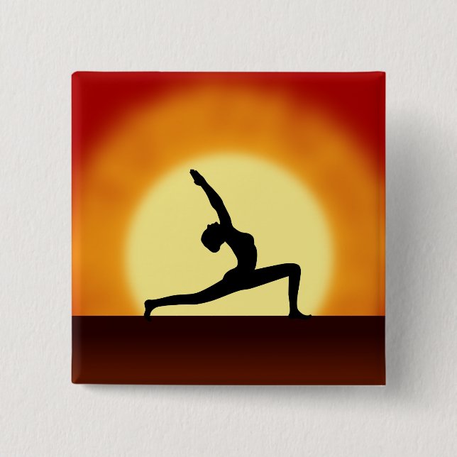 Chapa Cuadrada Silhouette, la mujer del yoga, botones cuadrados d (Anverso)