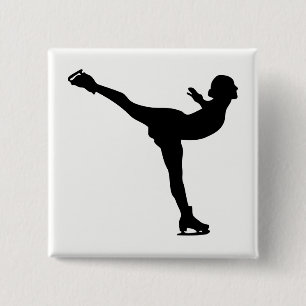 Chapa Cuadrada Silhouette, mujer de patinaje sobre hielo