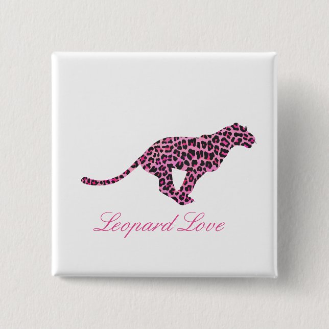 Chapa Cuadrada Silhouette Pink and Black Leopardo (Anverso)