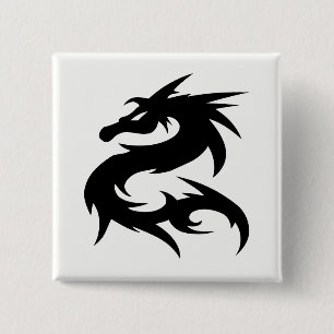 Chapa Cuadrada Silhouette Tribal Dragon