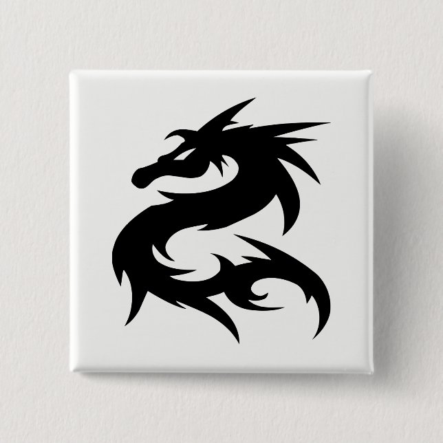 Chapa Cuadrada Silhouette Tribal Dragon (Anverso)