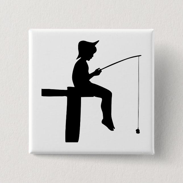 Chapa Cuadrada Silueta del niño pescador (Anverso)