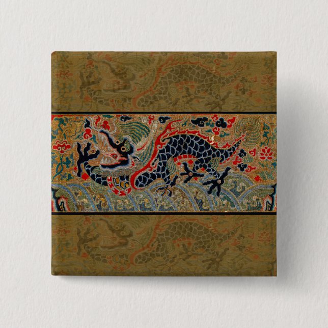 Chapa Cuadrada Símbolo chino de dragón asiático antiguo (Anverso)