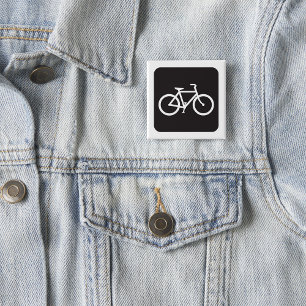 Chapa Cuadrada Símbolo de bicicleta minimalista en negro y blanco