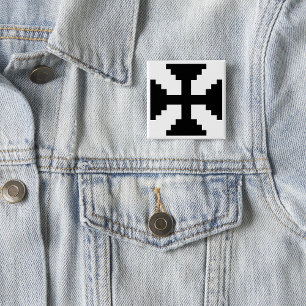 Chapa Cuadrada Símbolo de cruz negra de arte pixelado