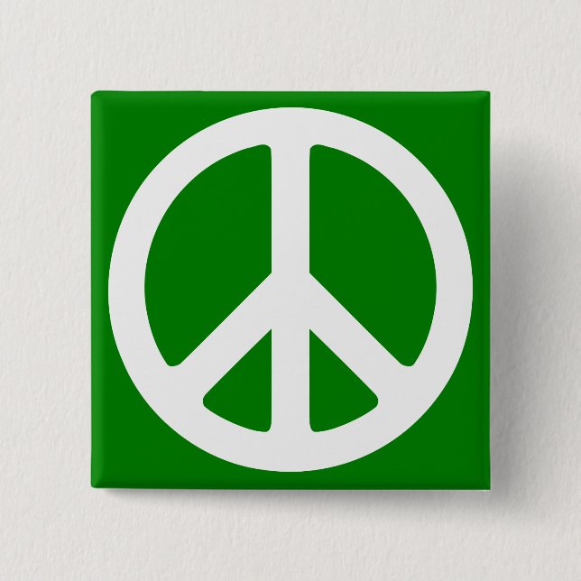 Chapa Cuadrada Símbolo de Paz Blanco y Verde (Anverso)