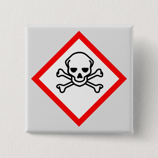 Chapa Cuadrada Símbolo de peligro cráneo y cruz (Anverso)