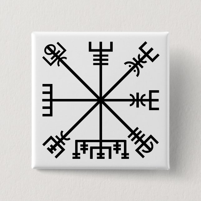 Chapa Cuadrada Símbolo de viking de vegvisir (Anverso)