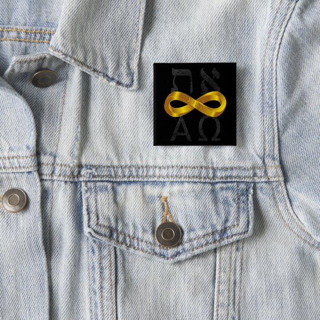 Chapa Cuadrada Símbolo del infinito del oro. Aleph Tav - alfa y (In situ)
