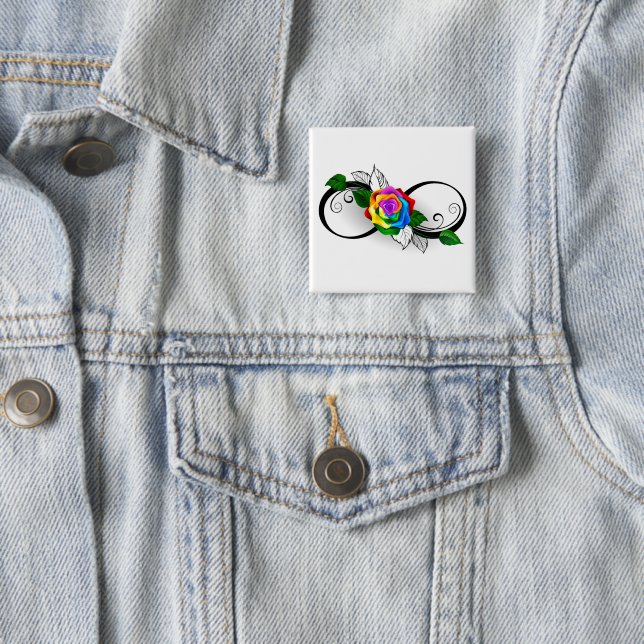 Chapa Cuadrada Símbolo infinito con Rosa arcoiris (In situ)