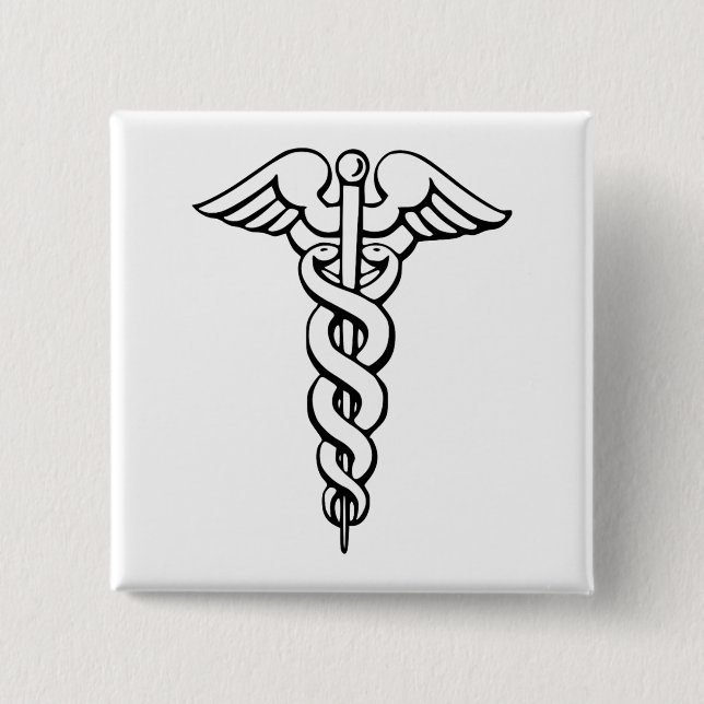 Chapa Cuadrada Símbolo médico de Caduceus (Anverso)