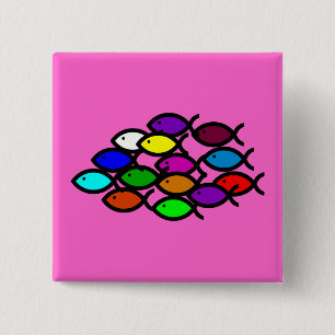 Chapa Cuadrada Símbolos cristianos de los pescados - escuela del