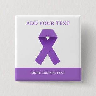 Chapa Cuadrada Simple conciencia de la cinta morada personalizada