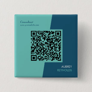 Chapa Cuadrada Simple y moderno código QR profesional azul verde