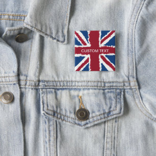 Chapa Cuadrada Sindicato de texto personalizado Jack Flag Art por