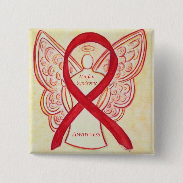 Chapa Cuadrada Síndrome de Marfan Ángel Conciencia Cinta Botones  (Anverso)