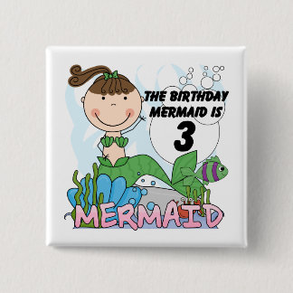 Chapa Cuadrada Sirena 3 camisetas de cumpleaños y regalos