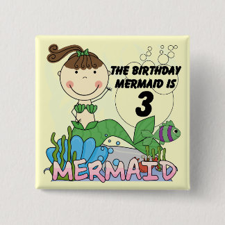 Chapa Cuadrada Sirena 3 camisetas de cumpleaños y regalos