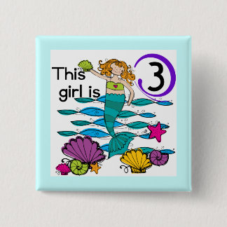 Chapa Cuadrada Sirena 3 cumpleaños camisetas y regalos de T