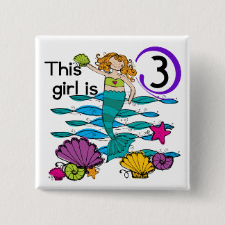 Chapa Cuadrada Sirena 3 cumpleaños camisetas y regalos de T